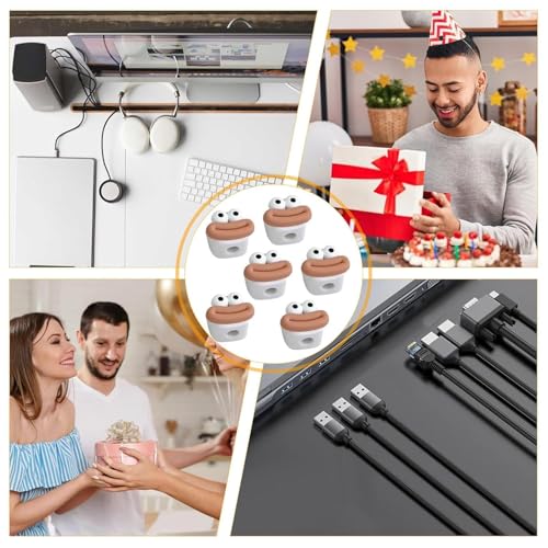Image of Magnetic Cable Holder for Wall & Desk - Self Adhesive Cable Organizer Clips for Charging Cables, USB, Type C, Lightning, HDMI | Wire Management Clip for Home, Office & Car (Cartoon 6)