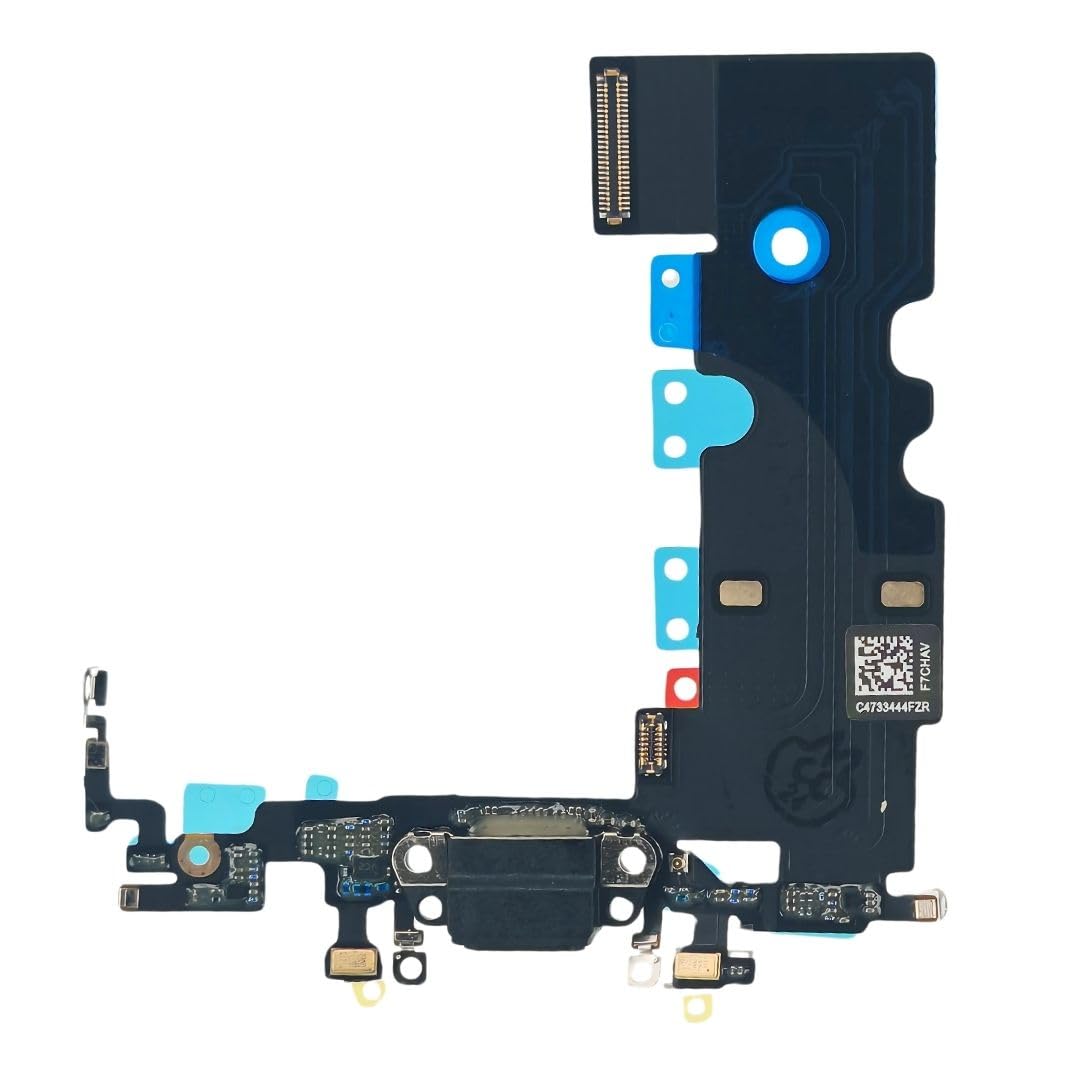 MEEFIX Charging Port Replacement for iPhone SE 3rd 2022 - Audio Headphone Jack USB Dock Connector Flex Cable with Microphone/Antenna/Bracket - Black