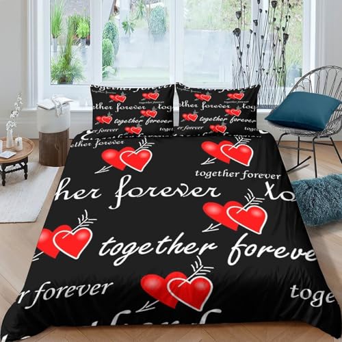 Parure de lit 135x200cm avec housse de couette 3D cœurs d'amour pour lit simple - 4