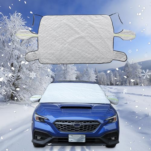 Image of Windshield Snow Cover Compatible with Subaru WRX 2012-2024, Car Snow Cover, Front Windshield Sunshade, Exterior Windscreen Sun Shade, UV-Rays Sun Ice Snow Frost Protector, 4-Layer Windshield Cover