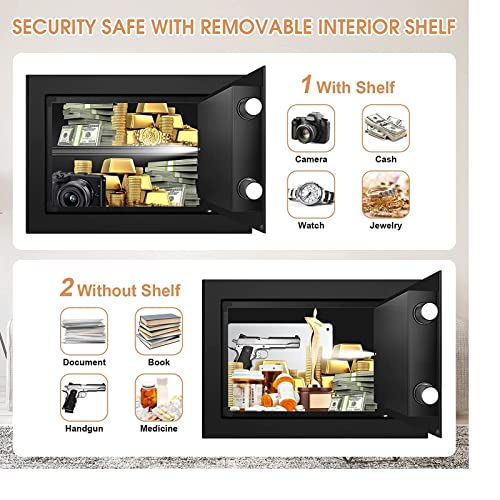 1.2 Cubic Digital Home Security Safe Box, Home Safe Fireproof Waterproof With Programmable Keypad Lock And Spare Keys, Document Safe For Home Office Hotel Business #TOP3