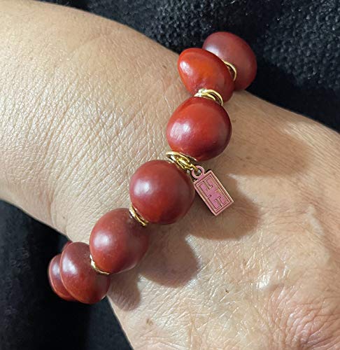 Image of EVELYN BROOKS Classic Stretchy Adjustable Beaded Bracelet for Women 6.5 inch - 7.5 inch w /Meaningful Good Luck Huayruro Seeds Beads - Great Gifts for Mom, Daughter, Sister, Aunt, Girlfriend