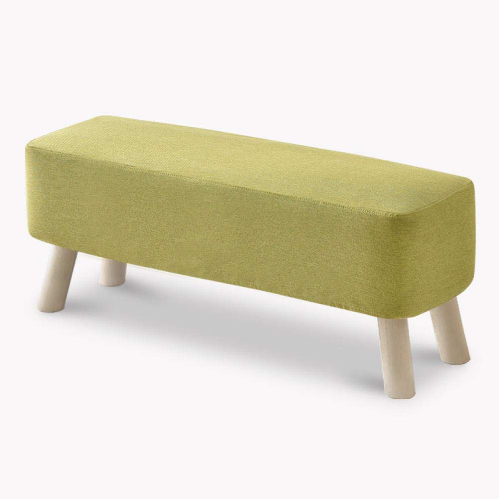 Tabouret carré vert avec repose-pieds en bois et assise rembourrée max 100 kg