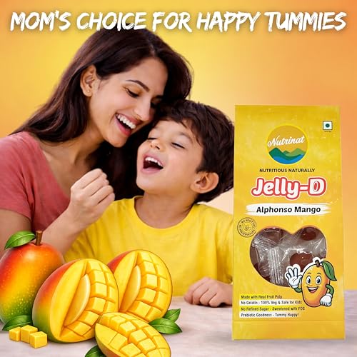 Image of Nutrinat Jelly D Alphonso Mango Fruit Jelly Candy (Pack of 3 x 20 Pieces) | No Gelatin, No Refined Sugar | Plant-Based Pectin Toffee | Healthy Fruity Snacks