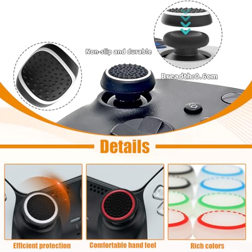 HQRKOTM 24PCSPoignées Pouce Silicone,Remplacement Joystick Silicone,Capuchons Remplacement Joystick Silicone,Contrôleur Joystick Protection Manette P-S5 / P-S4 / P-S-3 / P-S2 / X-Box 360 / X-Box One – vue 3