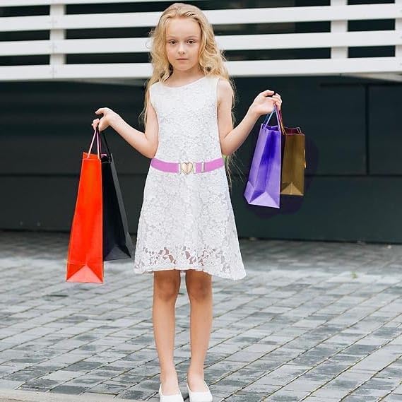 1 Pcs Pink Fashion Girls Belt,Kids Elastic Waist Belts Adjustable Stretch Belts for Women Fashion Waistband with Heart Clasp for Pants Jeans Dress4