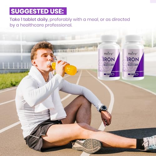 Image of Heivy Ferrous Sulfate 325mg (Iron 65mg), High Potency Iron Supplement for Women and Men, Iron Pills with Vitamin C, Non-GMO - 240 Tablets (2 Pack) Made in USA