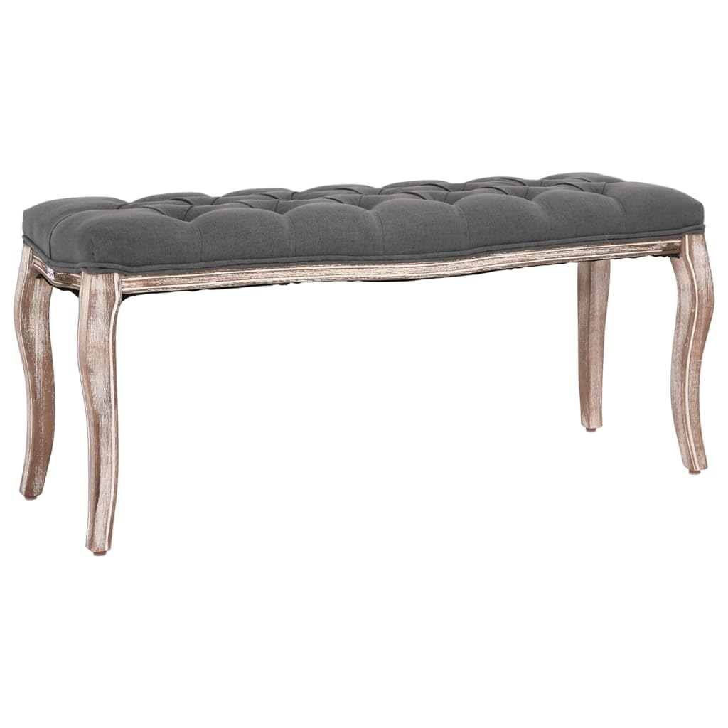Banc avec espace de rangement en bois et tissu lin gris foncé