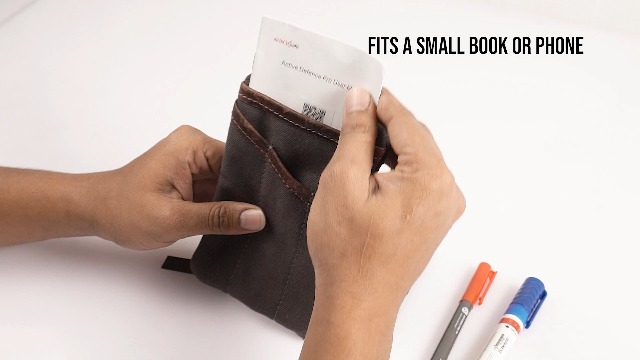 RAW HYD Waxed Canvas EDC Pocket Organizer – 7"x5" Leather-Trimmed Pouch For Phone, Knife, Pen & Notebook