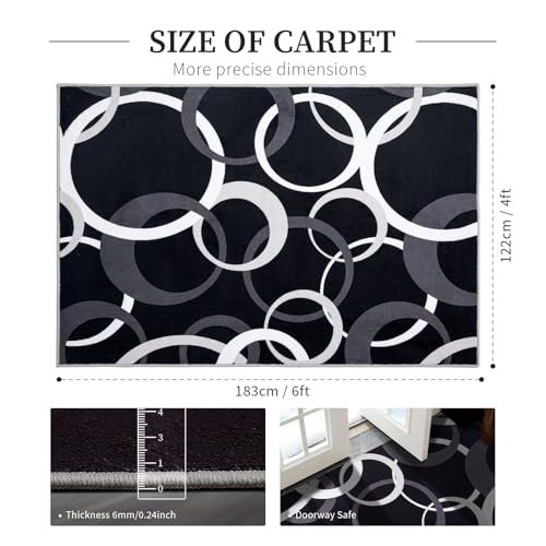 Tapete decorativo moderno 4x6 ft con círculos concéntricos miniatura 2