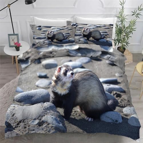 Housse de couette 200x200 imprimé AI belette en microfibre douce haute densité - 6