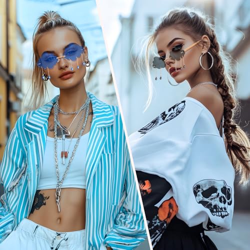 Sunglasses for Women and Men, No Design Trendy Rimless Black Meta Glasses, Fashion Retro 90s2