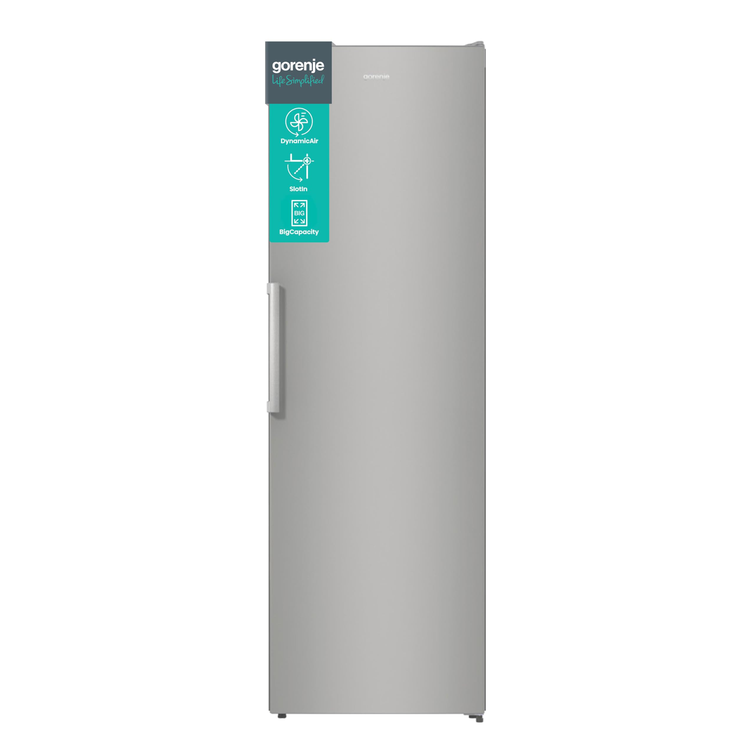 Gorenje R619EES5 Kühlschrank, Kühlteil 398 Liter, 185cm Höhe, Umluft-Kühlsystem, Schnellkühlfunktion,Easy-open Griff, Inverter-Kompressor, BxHxT: 59,5 × 185 × 66,3 cm, Silber