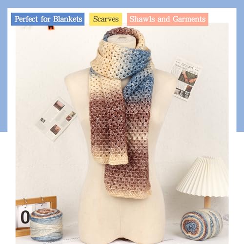 Image of Katech Fairyland Yarn for Crocheting Knitting-Gradient Yarn Cake-4 Pack of 100g /3.52 oz-Soft DK Light Weight #3-60% Cotton 30% Acrylic 10% Wool-Perfect for Scarves, Shawls, Blankets and Garments(A)