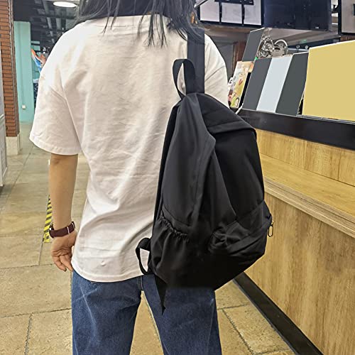 liuduo Black Backpack for Girls,Large Capacity Rucksack Knapsack,Women Backpack,School Solid Color Backpack Preppy Style Students School Backpacks Women Solid Color Large Handbags, 41x30x12cm