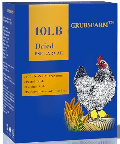 GRUBSFARM Premium Chicken Treats 10LB - Superior to Dried Mealworms - Non-GMO & 85X More Calcium Than Meal Worms - Molting & Laying Supplement - BSF Larvae Treats for Layer Hens, Ducks Wild Birds