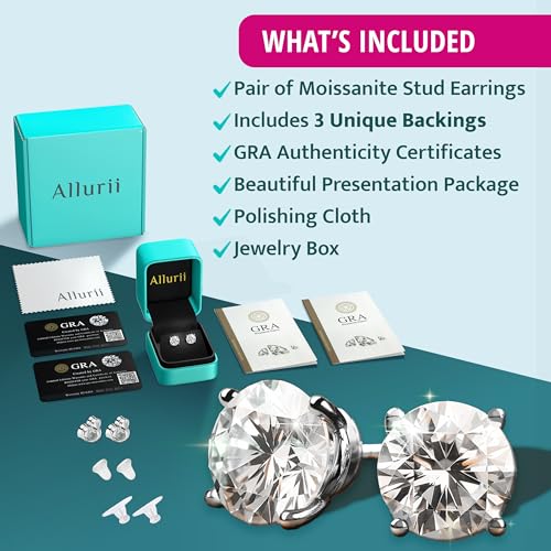 Moissanite Stud Earrings - Moissanite Earrings for Men & Women, 925 Sterling Silver Jewelry, Lab Created Studs Earring, D Color, VVS1 Clarity, Round Cut, 1-3 Carat2