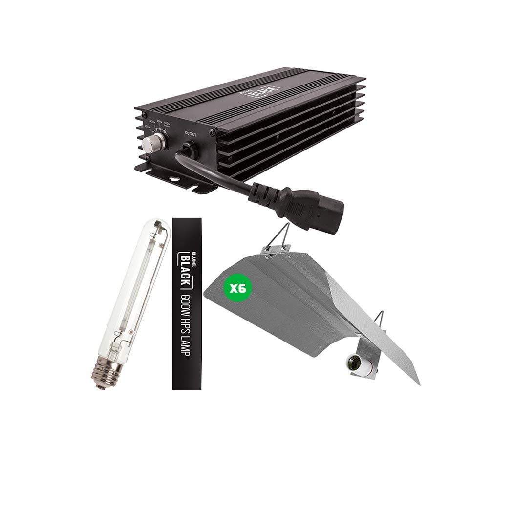 LUMII BLACK Electronic 600w Grow Light Kit - x6