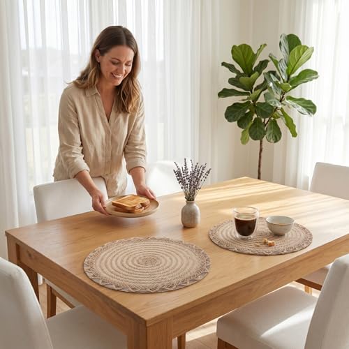 Sets table en rotin boho de qualité supérieure tressés à la main - 6