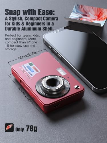 Cámara digital Andoer 48 MP con zoom y antivibración Cámara Andoer de 48 MP con pantalla TFT de 2,8 pulgadas, enfoque automático y zoom digital de 16x. Incluye función antivibración, reconocimiento facial y grabación de sonrisas. Viene con 2 baterías y tarjeta TF de 32 GB. Perfecta para capturar momentos. - Fernando Cortés