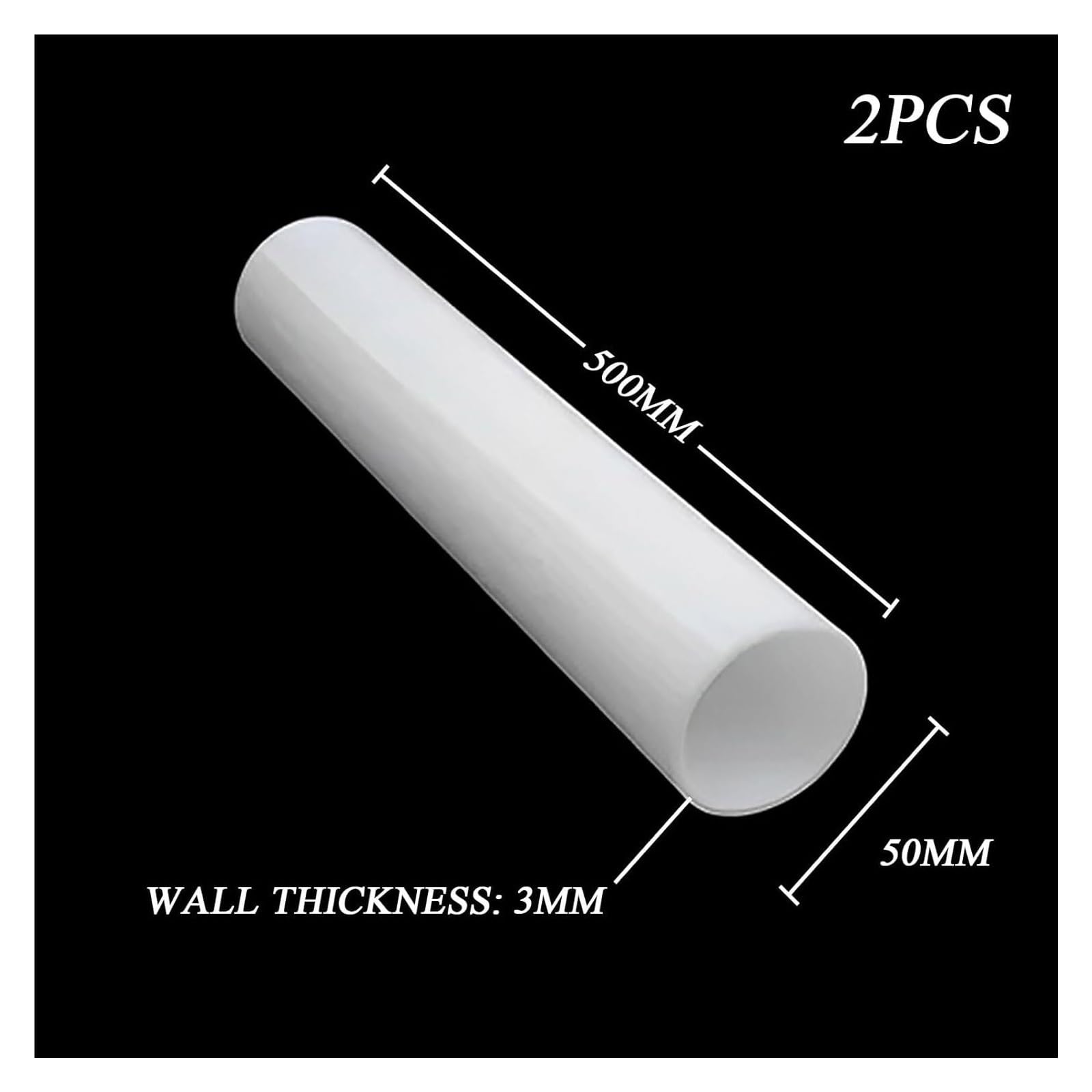 tubo de PVC, 2 tubos acrílicos redondos de plástico 45-60 mm diámetro exterior y 500 longitud for iluminación, lámparas manualidades(50mm OD)