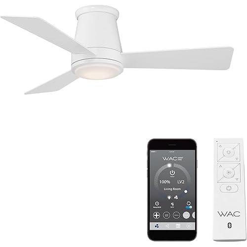 WAC Lighting Hug 3-Blade Aluminum Smart Flush Mount Ceiling Fan in Matte White