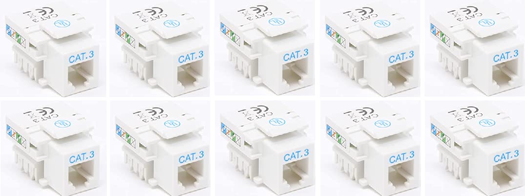 RiteAV RJ11 (Cat3) Keystone Jack White Punchdown (10 Pack)
