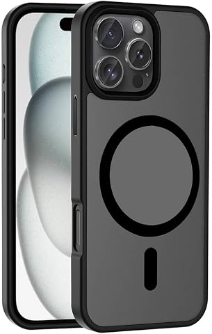 Zore Apple ile uyumlu iPhone 16 Pro Max Kılıf M-safe Şarj Özellikli Mat Arka Yüzey Zore Sio Kapak Siyah