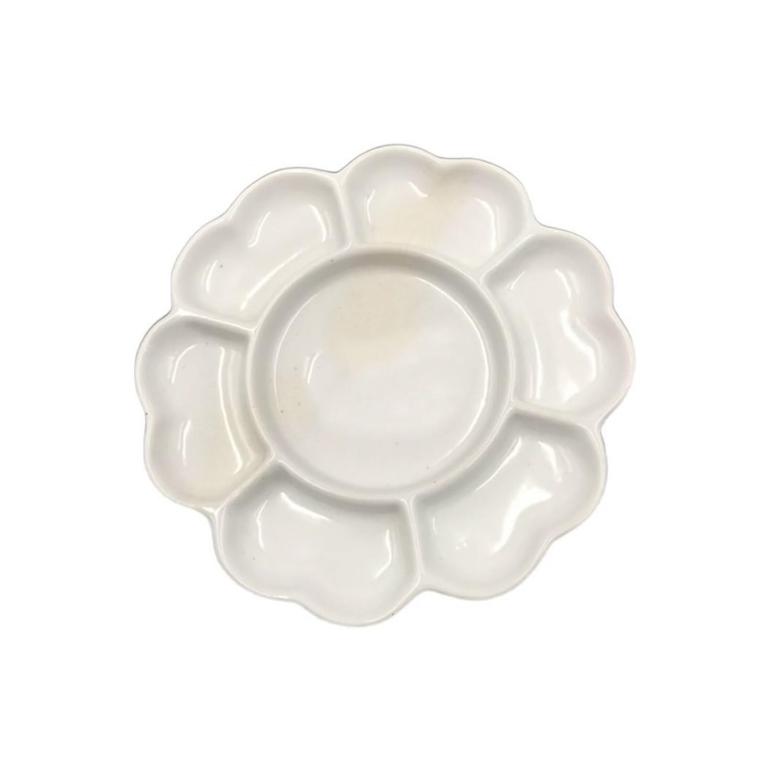 Ceramic Paint Palette Ink Tray Ceramic Paint Palette White Portable Porcelain 3 Size 6/7 Grid Plum Blossom Plate for Artist for Watercolour(7 in)