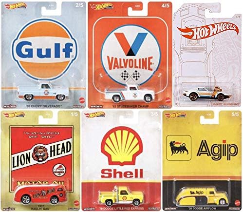 Garage Fuel Premium Pop Culture Trucks Set Bundled with Chevy Silverado / Dodge / Studebaker / Airflow / Express + Corvette Gas Monkey Pearl 6 Items