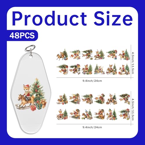 Image of 48 Pcs UV DTF Stickers Christmas Fox Sticker for Keychain
