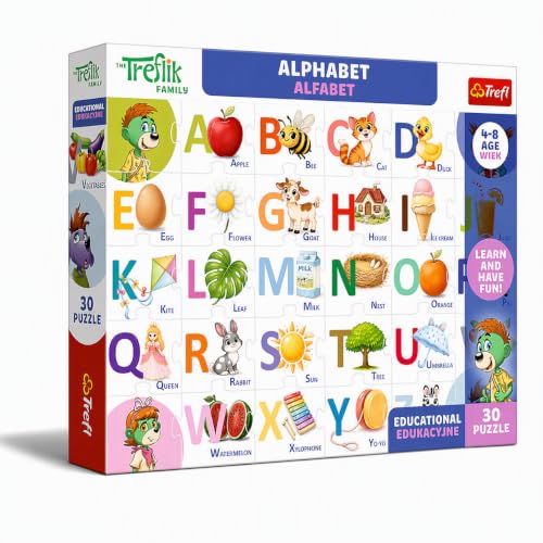 Trefl - Puzzles éducatifs, 30 pièces, Alfabet/Alphabet, Trefliki, 4+