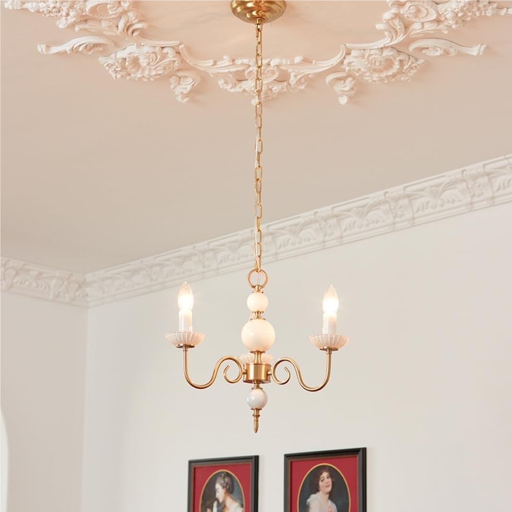Francuska lampa wisząca, żyrandol w stylu rustykalnym, biały, antyczny mosiądz, świeca, vintage, złoto, nordycki, nowoczesny, wiszący do sypialni, stołu jadalnego, kuchni