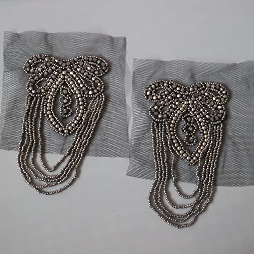 G-Rui 2Pcs/Set Black Tassel Beaded Epaulette For Clothes Punk Coat Suit Diy Fashion Tassel Badge Epaulets Shoulder Patches Appliques #TOP5