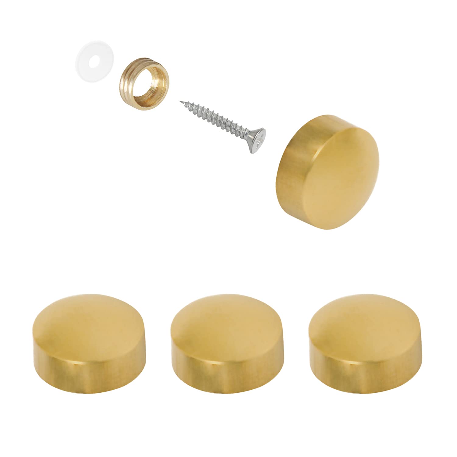 Aopin Mirror Screw Cap, Mirror Decorative Cover Nails Fasteners for Decorative Mirror, Sign/Advertising Hardware, Nails, Construction, Cabochon Gold, Arc, 12mm, 4Pcs