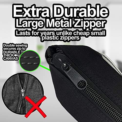 Bolsa de transporte interoffice de lona com zíper - zíper extra forte, Preto, pacote com 1, 18