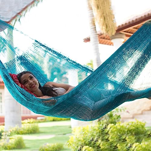 Novica Turquoise Blue Nylon Mayan Hand Woven Hammock, Teal Haven' (Single) #TOP1
