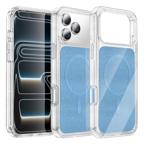 Coque de téléphone magnétique protectrice contre les rayures avec paillettes bleu pour iPhone