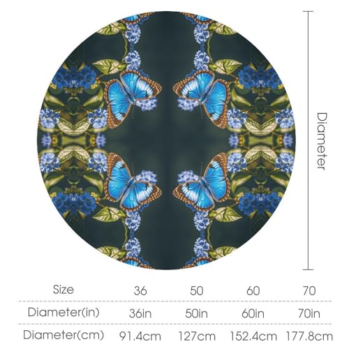 Nappe ronde polyester bleu lavable en machine imprimé papillon extérieur 178cm - 3