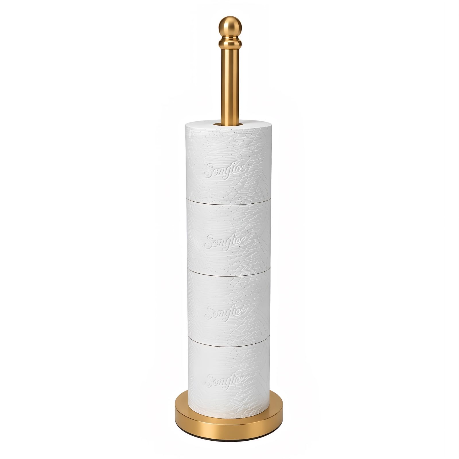 Songtec Toilet Paper Holder Stand Reserve for Bathroom, Holds 4/5 Rolls, Compact TP Roll Holder Storage, Stainless Steel (Gold)