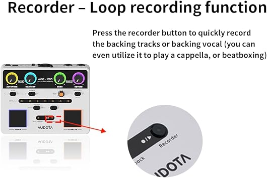 AVE-100 Multi-Effect Vocal Processor - Triple Intelligent Loop Cancellation, OTG Audio Interface for Singers, Podcasters, Live Streaming & Home Studio