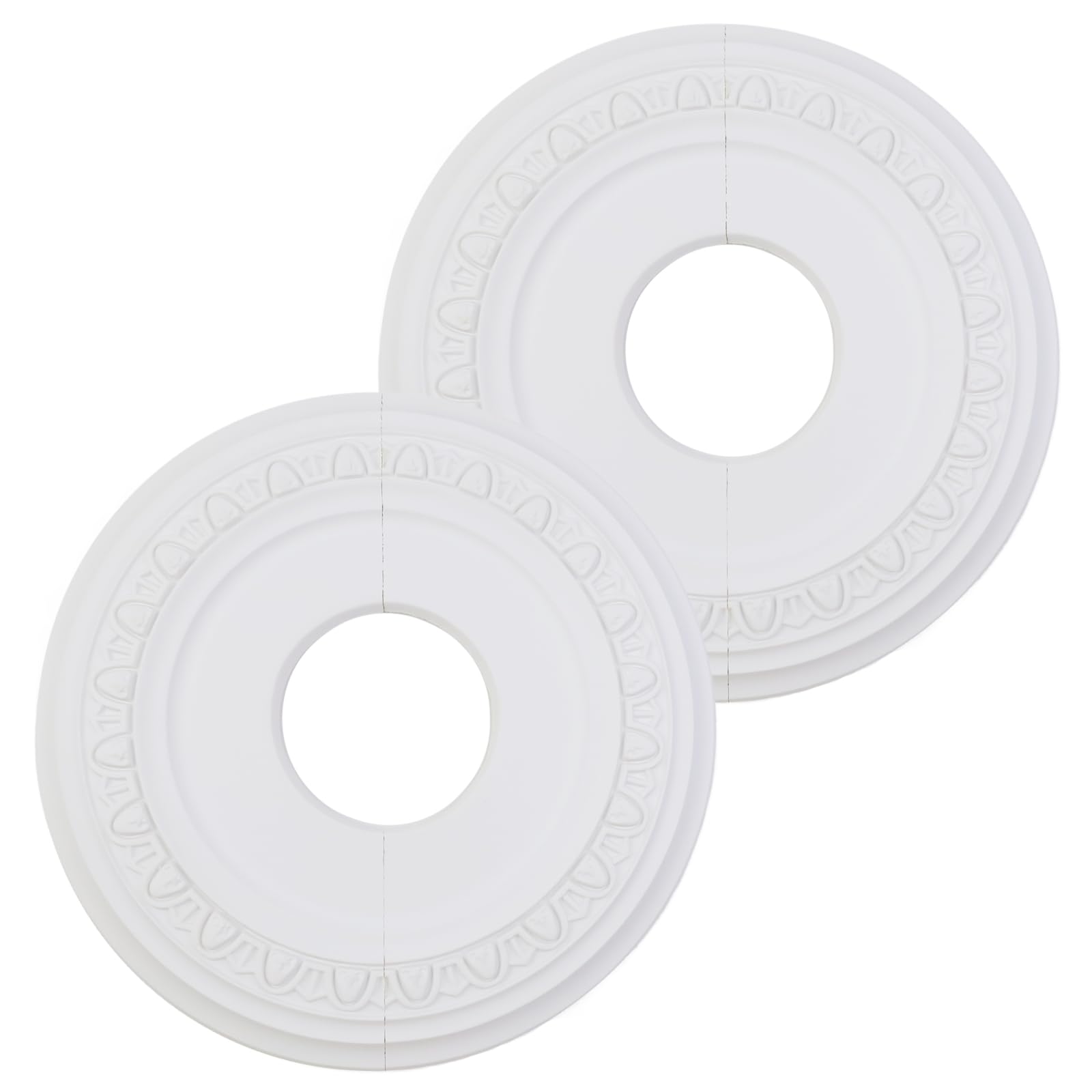 Risbay 12.2" 2PCS White PU Split Ceiling Medallion Round Home Lighting Ceiling Medallion Ceiling Decorative Plate for Light Fixtures and Ceiling Fans