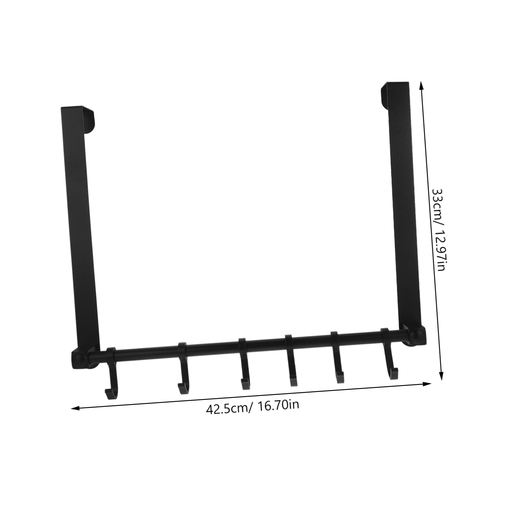 SOLUSTRE Over Door Hooks Black 6-Piece Set Aluminum Alloy No Drill Perfect for Coats Towels