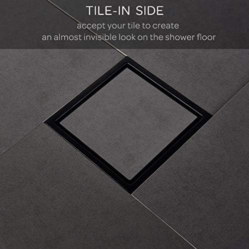 Miniatura 4 de Drenaje de ducha de diseño cuadrado de 6 pulgadas con brida de base de drenaje de ducha ajustable, drenaje de piso de acero inoxidable SUS 304 con