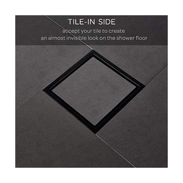 Orhemus 6 Inch Square Design Tilein Shower Drain with Adjustable