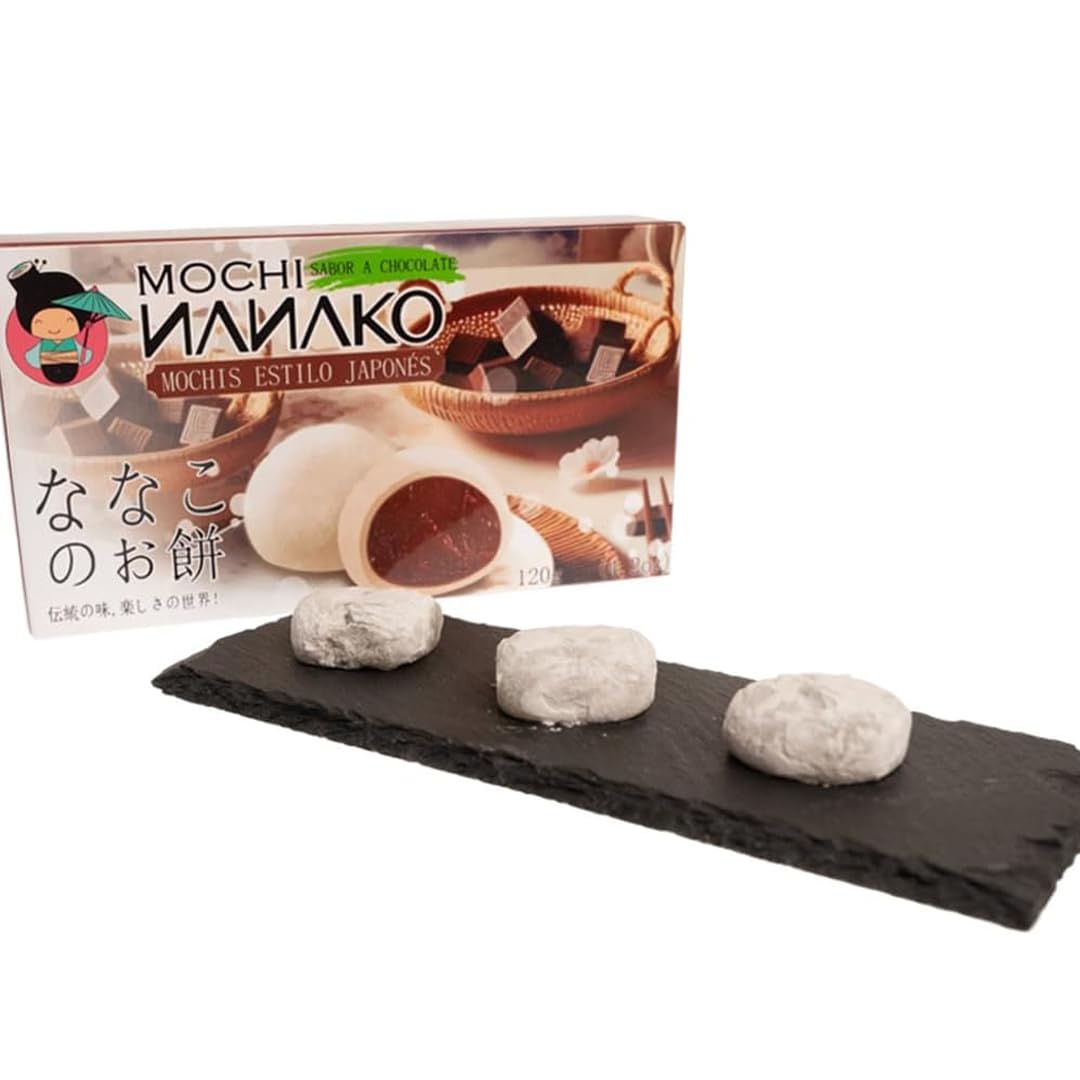 JAPON MARKET | Mochi Chocolate Japonés Nanako | 120g | Mochis Negro, Dulces Japoneses | Mochis para Regalar, Golosinas Exóticas | Chuches Japonesas, Textura Suave| Chocolate