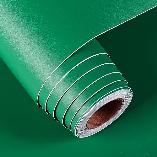 FunStick Papier Peint Vert Rouleau Adhesif pour Meuble Chambre Enfant Papiers Peints Adhesif Mural Uni Vert Papier Peint Adhésif pour Armoire Amovible Papiers Peints Autocollant Mural Uni 30CM×5M