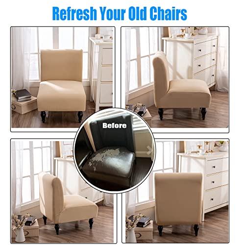 Leonebebe Armless Accent Slipper Chair Covers, Stretch Living Room Slipper Chair Slipcover Spandex Jacquard Fabric Removable Washable Non-Slip Chair Cover For Home Hotel Bedroom (Beige) #TOP5