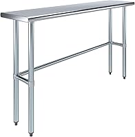 Vista 26 de Mesa de trabajo de acero inoxidable de base abierta de 20 x 20 pulgadas, mesa de trabajo comercial compacta certificada NSF con patas galvanizadas