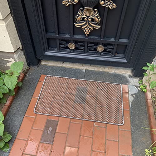 Metal Outdoor Entrance Door Mat, Waterproof, Odorless, Easy To Clean, All-Weather Outdoor Heavy Duty Scraper Door Mats For The Front Door Of The House，18.5X31Inch #TOP5